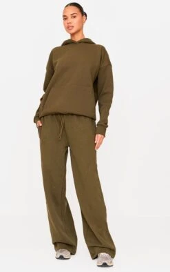 Prettylittlething Olive Premium Thin Waistband Straight Leg Sweatpants