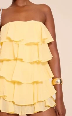 Prettylittlething Lemon Chiffon Bandeau Frill Romper -Pretty Little Thing Shop 1884f44e88f6295e4099532468783cce43dfe62a CNN7777 4 lemon chiffon bandeau frill playsuit