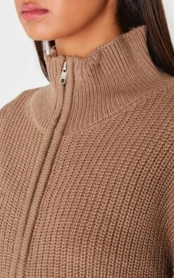 Prettylittlething Light Mocha Thick Rib Knit Zip Up Cardigan -Pretty Little Thing Shop 1888334c0fdb0bc64674dac1f1e19857f7a08229 cnj2116 4