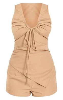 Prettylittlething Camel Woven Ruched Bow Detail Romper -Pretty Little Thing Shop 18c77ab96fba2398bf5f66727acc39a3c8d1e831 CNN7767 5 camel woven ruched bow detail playsuit