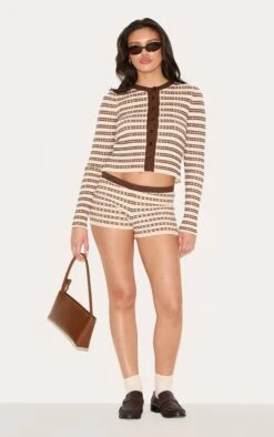 Prettylittlething Chocolate Stripe Knitted Cardigan -Pretty Little Thing Shop 18d132c0eeb5dd122164575b90c2e2f9c11531b1 CNM9203 3 chocolate stripe knitted cardigan