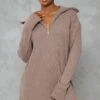 Prettylittlething Mocha Rib High Neck Half Zip Oversized Sweater Dress -Pretty Little Thing Shop 196d7313dce154fc742f884fc2a5738f595397c9 cna3032 1