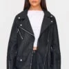 Prettylittlething Black Faux Leather Longline Belted Biker Jacket -Pretty Little Thing Shop 1b0cbed0745ab7054ec5e900cb68171977622ddd cmo5345 1