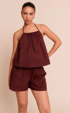 Prettylittlething Chocolate Poplin Floaty Shorts -Pretty Little Thing Shop 1b1c45ab3a9219b0dd6b4a6442e3b2c60aa653ec CNM3239 4 chocolate poplin floaty shorts