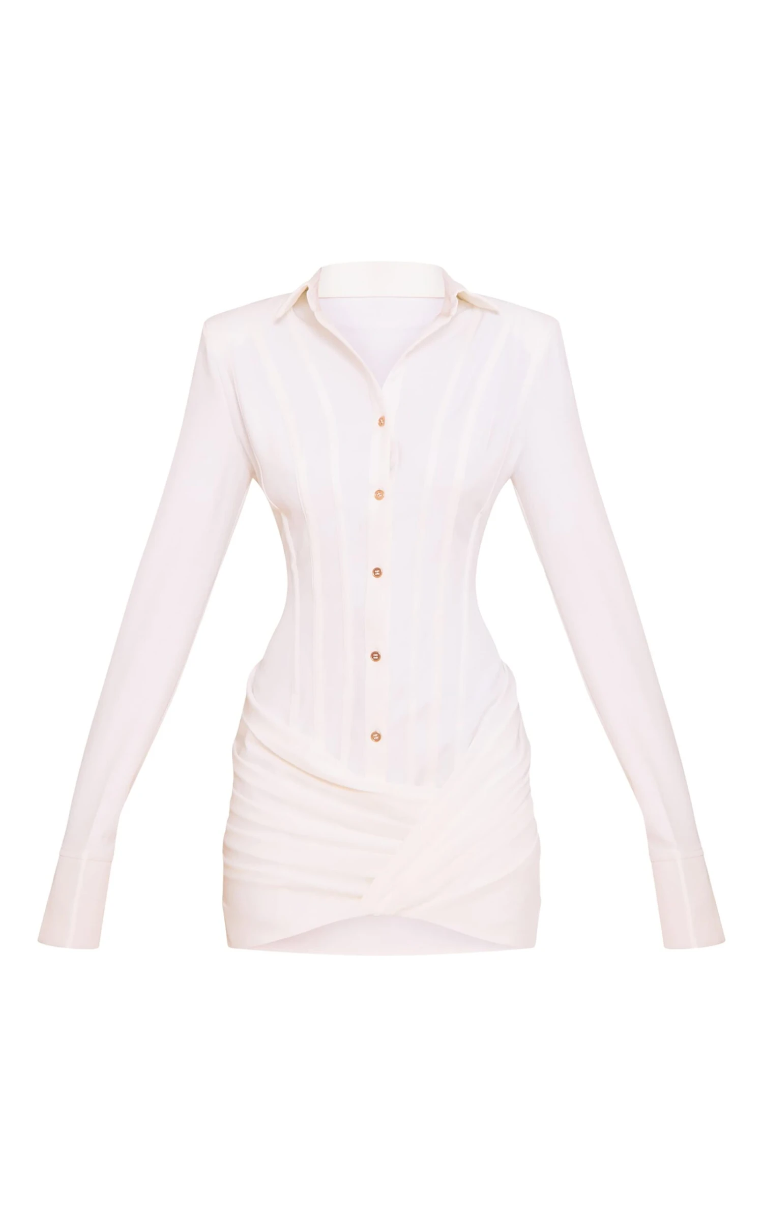 Prettylittlething White Structured Woven Wrap Shirt Dress 5 Prettylittlething White Structured Woven Wrap Shirt Dress - Image 5