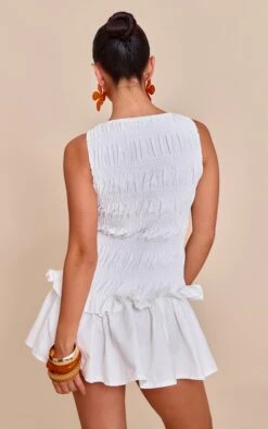 Prettylittlething White Tailored Shirred Frill Shift Dress -Pretty Little Thing Shop 1b435856de89bb6b967d23a1faf9fe7b17bc8804 CNN2075 2 white tailored shirred frill shift dress