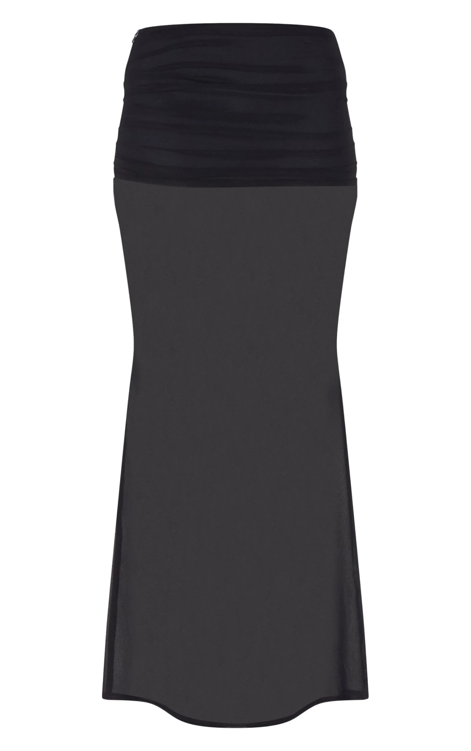 Prettylittlething Black Chiffon Fold Over Ruched Maxi Skirt 5 Prettylittlething Black Chiffon Fold Over Ruched Maxi Skirt - Image 5