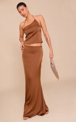 Prettylittlething Chocolate Satin Mid Rise Maxi Skirt -Pretty Little Thing Shop 1ba6fd33587e5935f449ce945374107f161b7067 CNM6127 4 chocolate satin mid rise maxi skirt