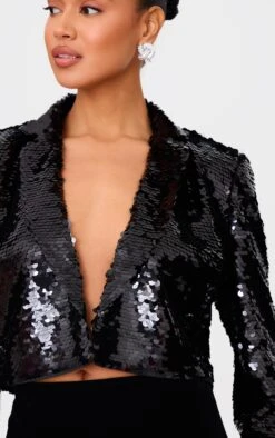 Prettylittlething Black Cropped Sequin Blazer -Pretty Little Thing Shop 1bfcf31d8b45c48890277f43dd57156a1361b582 cnk3869 4