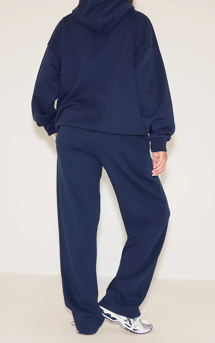 PRETTYLITTLETHING Navy Logo Oversize Wide Leg Sweatpants - Image 3