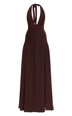 Prettylittlething Chocolate Double Layer Slinky Ruched Detail Maxi -Pretty Little Thing Shop 1c490d05548a3fad27c0ff87417486355fb2f4a6 CNO3385 5 chocolate double layer slinky ruched detail maxi