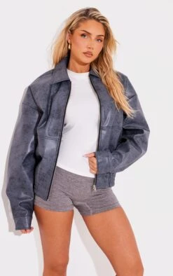 Blue Grey Distressed Faux Leather Zip Up Oversized Jacket -Pretty Little Thing Shop 1cd07d86afea405177fd1aba41d6e747ab05dd25 cni4598 1