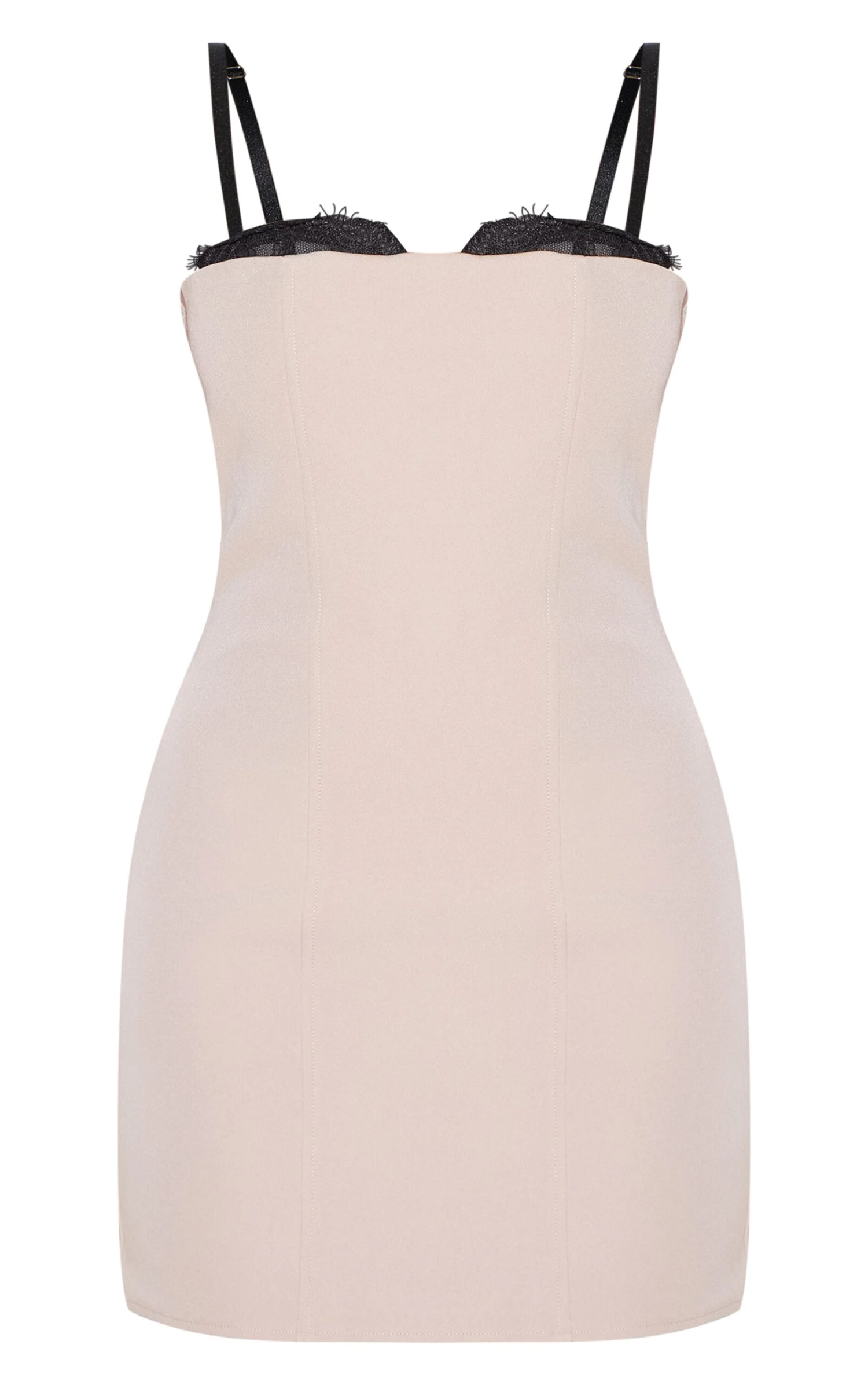 Prettylittlething Taupe Lace Bust Detail Woven Bodycon Dress 5 Prettylittlething Taupe Lace Bust Detail Woven Bodycon Dress - Image 5