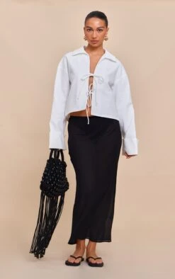 Prettylittlething White Tie Front Linen Look Collar Blazer -Pretty Little Thing Shop 1ce804dfcb7e6b52a342d95937844028345bf970 CNM6819 3 white tie front linen look collar blazer