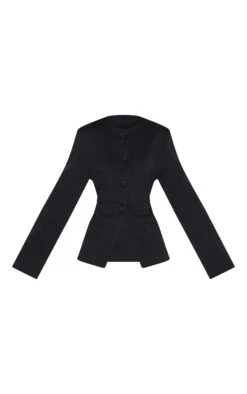 Prettylittlething Black Button Up Longline Collarless Blazer -Pretty Little Thing Shop 1cf41ae75486ba1667bdbf100f01d50373099706 CNM5314 5 black button up longline collarless blazer