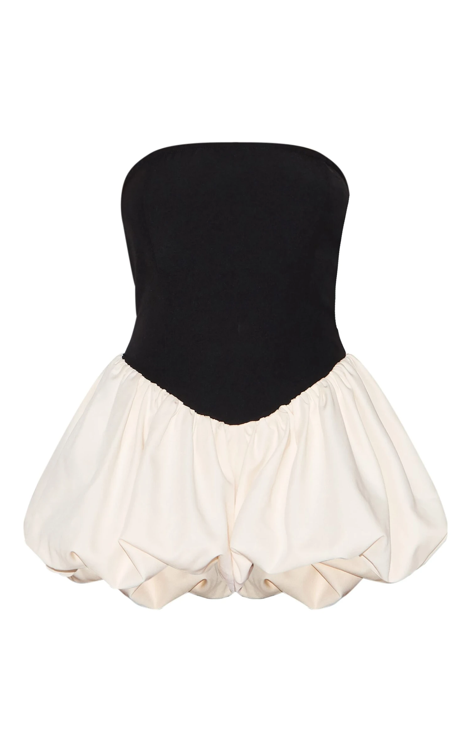 Prettylittlething Black Contrast Woven Bandeau Puffball Romper 5 Prettylittlething Black Contrast Woven Bandeau Puffball Romper - Image 5