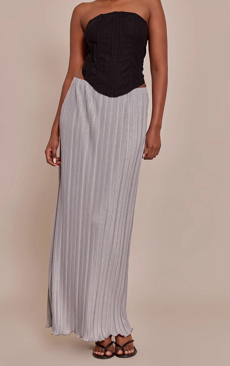 Grey Plisse Maxi Skirt 2 Grey Plisse Maxi Skirt - Image 2