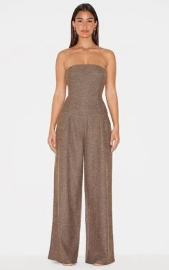 Prettylittlething Taupe Tailored Herringbone Bandeau Wide Leg Jumpsuit -Pretty Little Thing Shop 1d1ddb3abc1d2c78a8fc5a605708442a0202aefe cnl7450 1