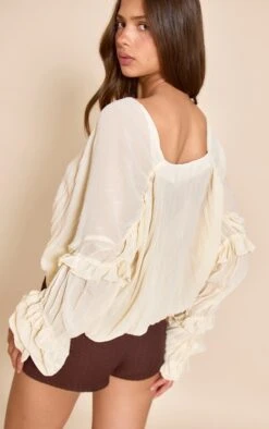 Prettylittlething Cream Chiffon Ruffle Detail Plunge Blouse -Pretty Little Thing Shop 1d2dd033e76615b7e7503697b5dd6f4b6658abd1 CNN6272 2 cream chiffon ruffle detail plunge blouse