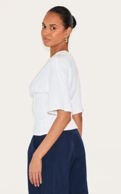 Prettylittlething White Ruched Bust Detail Fitted T Shirt -Pretty Little Thing Shop 1d38bbf7ed39822e0fd81c2165f86857b7f061d0 CNK8350 2 white ruched bust detail fitted t shirt