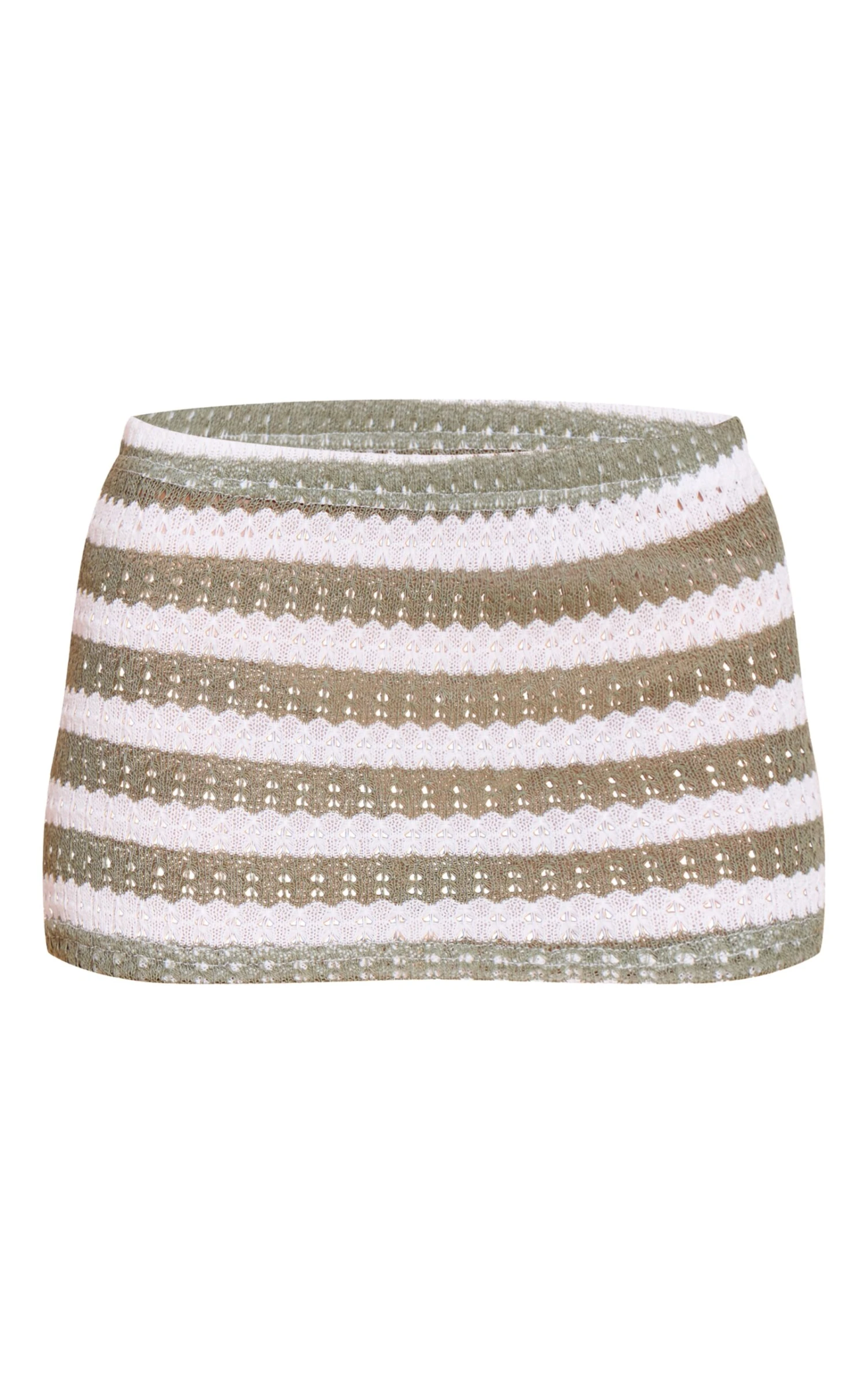 Olive Striped Textured Jersey Mini Skirt 6 Olive Striped Textured Jersey Mini Skirt - Image 6