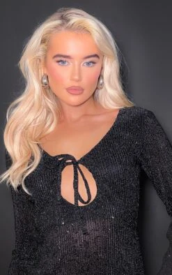 Prettylittlething Black Sequin Plisse Long Sleeve Tie Detail Bodycon Dress -Pretty Little Thing Shop 1d7bf537297d79d6dc98e49c6976f344bc506522 cng8809 4