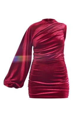 Prettylittlething Cherry Red Velvet One Shoulder Ruched Detail Bodycon Dress -Pretty Little Thing Shop 1de8588dceff4d33e7a5d87293f70fac27d8849d cng9406 5