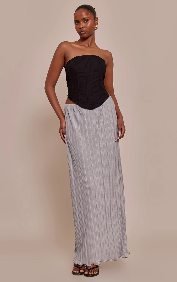 Grey Plisse Maxi Skirt 1 Grey Plisse Maxi Skirt