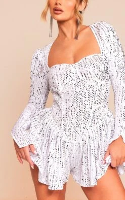 Prettylittlething White Sequin Cup Detail Long Sleeve Skater Romper -Pretty Little Thing Shop 1fcda831544bd172ee48264a9b570611182d774f cnh5247 4