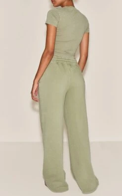 Olive Washed Wide Leg Sweatpants -Pretty Little Thing Shop 2096b10b8b3eb12f7920b9aa0823a85d1d504ecb CNO2599 3 olive washed wide leg joggers