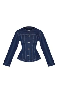 Prettylittlething Indigo Round Neck Cinched Long Sleeve Denim Jacket -Pretty Little Thing Shop 20b25e6cd955f79d5bbb632f7bf99449fa7dd79e CNL6325 5 light indigo cinched long sleeve denim jacket