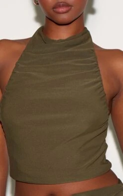 Prettylittlething Khaki Soft Touch Ruched Halter Crop Top 8 Prettylittlething Khaki Soft Touch Ruched Halter Crop Top -Pretty Little Thing Shop 20ff35025b318d9ed5ec3666233f6224aac8071d CNL4953 4 khaki soft touch ruched halter crop top