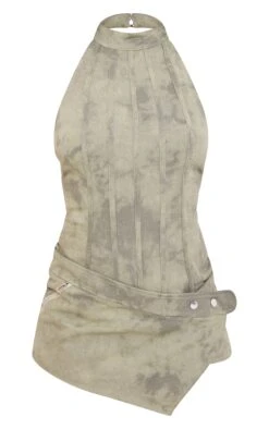 Khaki Washed Twill High Neck Wrap Detail Skort Romper -Pretty Little Thing Shop 21278ea82aa2edf9d2bc8c9d03c3f612c439d03d cnk0284 5
