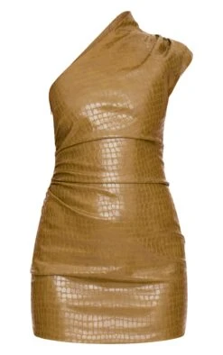 Prettylittlething PLT Label Olive Croc Faux Leather Asymmetric Bodycon Dress -Pretty Little Thing Shop 2157f0dbe5590968fd17f5411f7f8f1b17adf3fb cnl5682 5