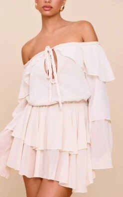 Prettylittlething Cream Chiffon Ruffle Detail Long Sleeve Romper -Pretty Little Thing Shop 223832e63acd9ea86f334717c7d6668043f1ea04 CNN0128 4 cream chiffon ruffle detail long sleeve playsuit