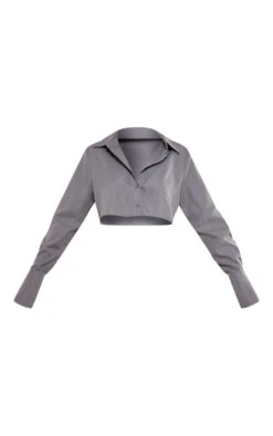 Slate Grey Cropped Shirt -Pretty Little Thing Shop 2251036225e8f16ae28847093fa7be4eac79697e cnc2535 6