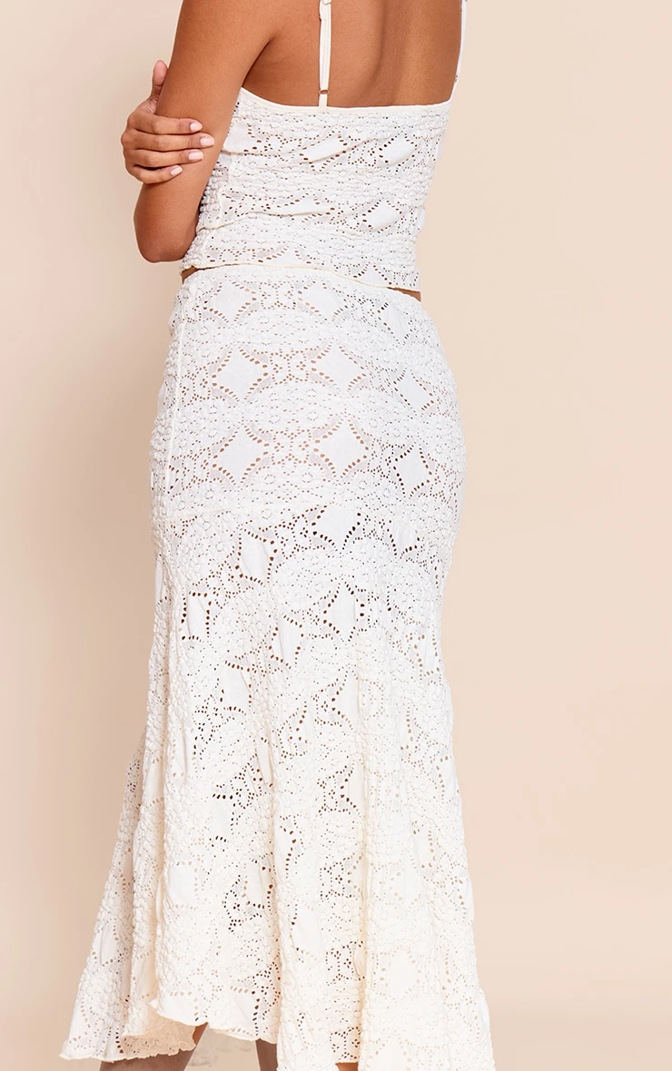 Cream Textured Lace Midi Skirt 3 Cream Textured Lace Midi Skirt - Image 3