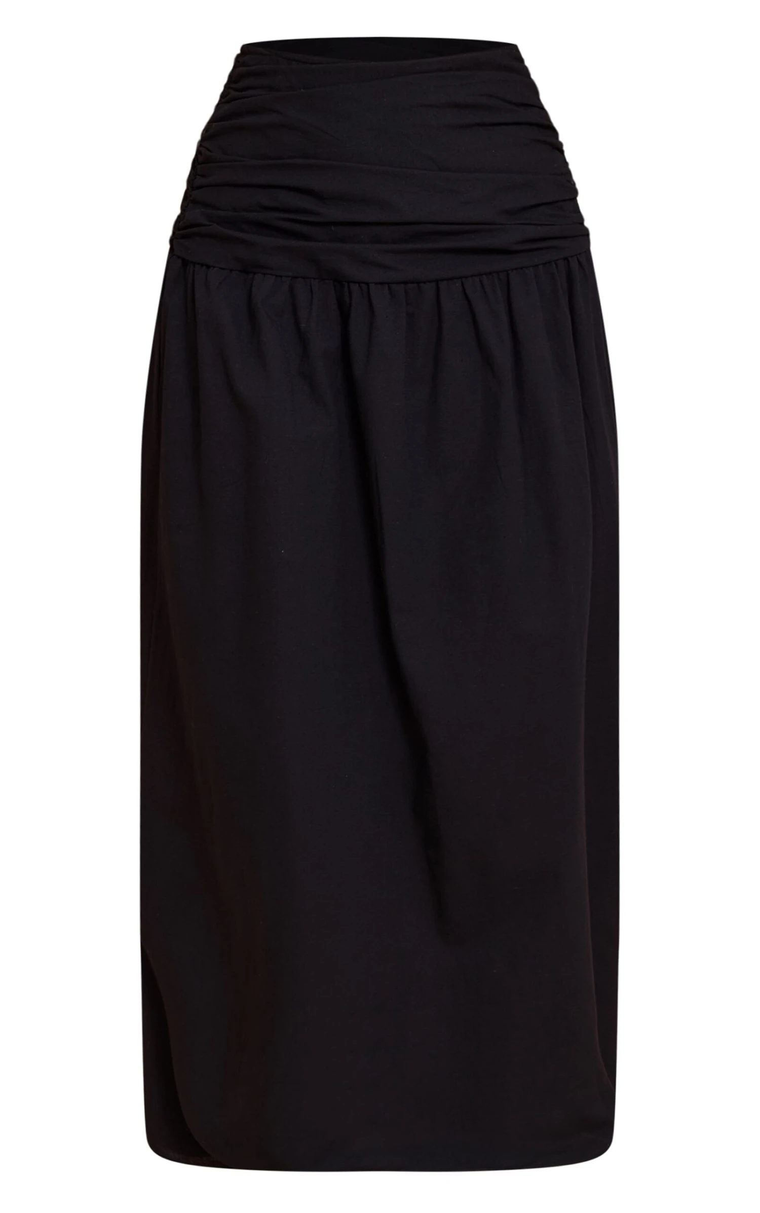 Prettylittlething Black Cotton Ruched Waist Maxi Skirt 5 Prettylittlething Black Cotton Ruched Waist Maxi Skirt - Image 5