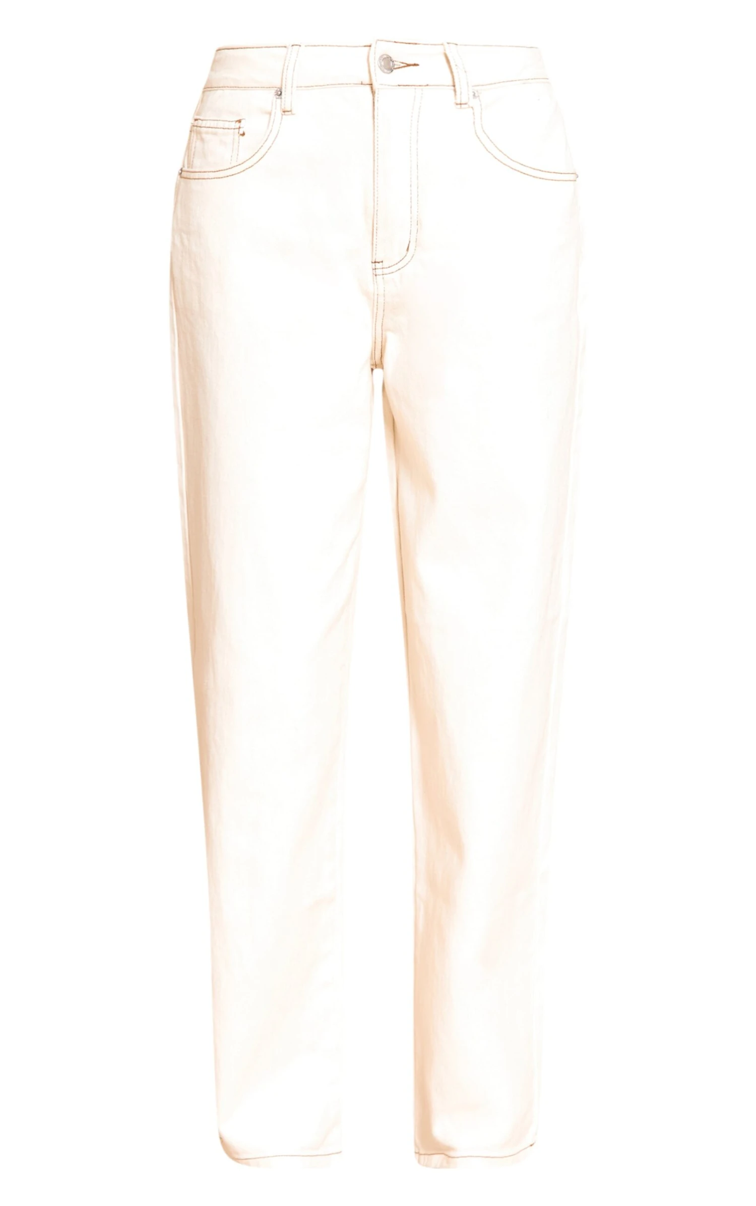 Prettylittlething Ecru High Waist Boyfriend Jeans 5 Prettylittlething Ecru High Waist Boyfriend Jeans - Image 5