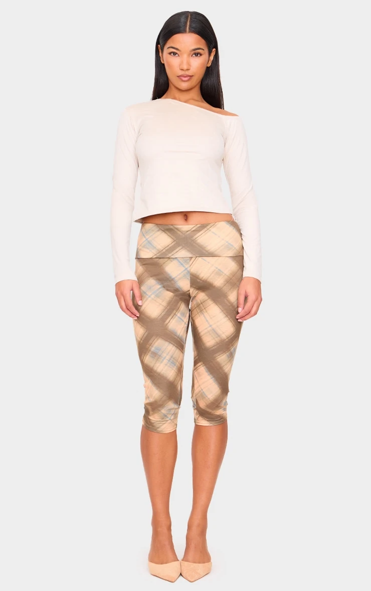 Prettylittlething Stone Faux Suede Asymmetric Neck Long Sleeve Top 3 Prettylittlething Stone Faux Suede Asymmetric Neck Long Sleeve Top - Image 3