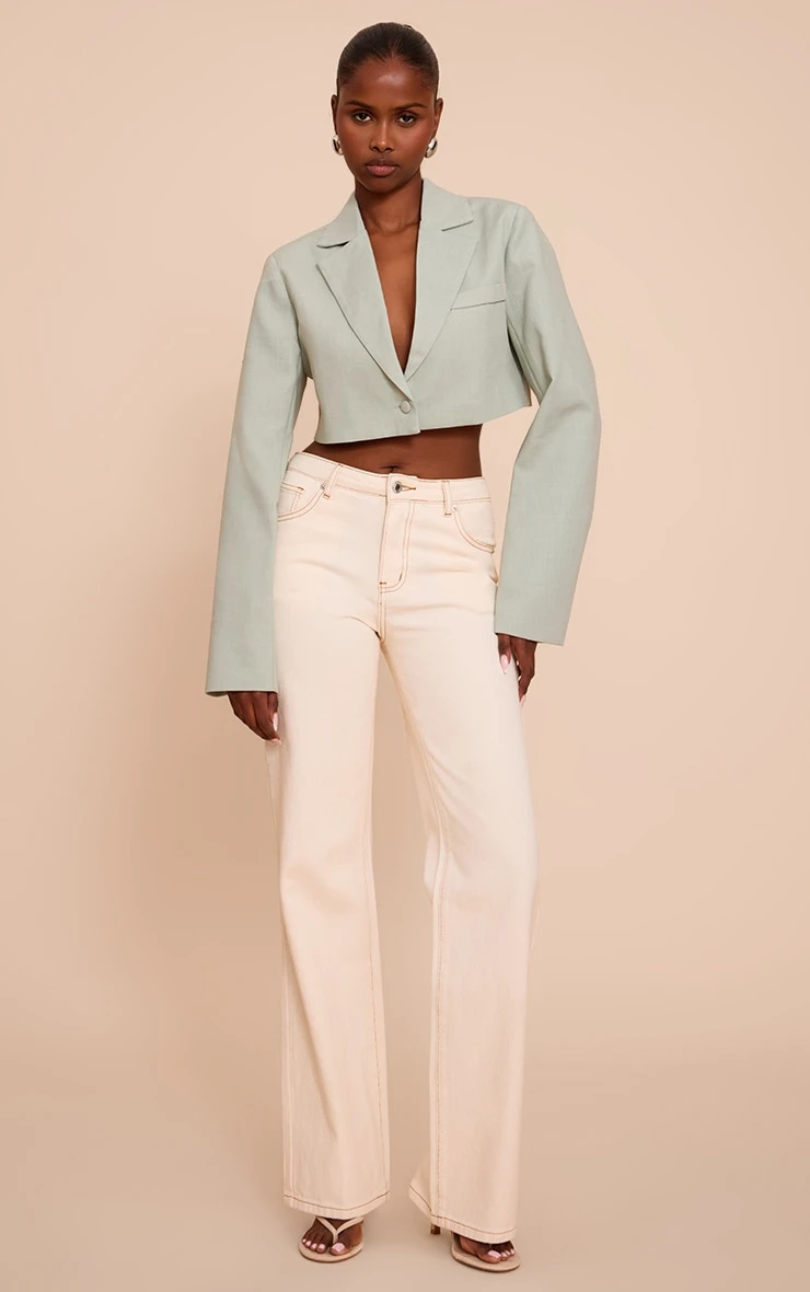 Prettylittlething Sage Cropped Structured Boxy Blazer 3 Prettylittlething Sage Cropped Structured Boxy Blazer - Image 3