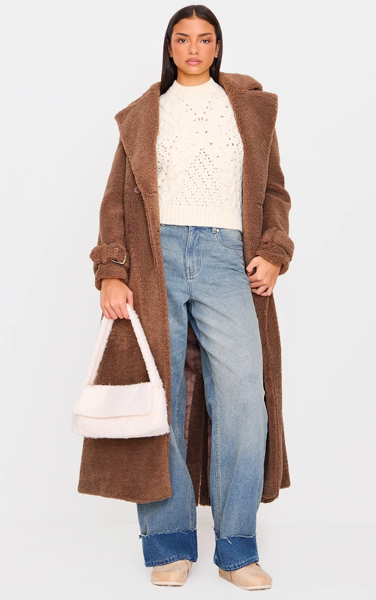 Prettylittlething Cream Textured Cable Knit Sweater Vest 3 Prettylittlething Cream Textured Cable Knit Sweater Vest - Image 3