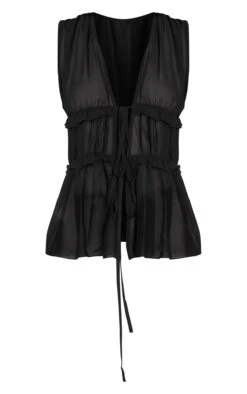 Black Chiffon Tie Front Top -Pretty Little Thing Shop 241fec941da38a6e39b81cddbc6b4e29f17ed0db CNN9191 5 black chiffon tie front top