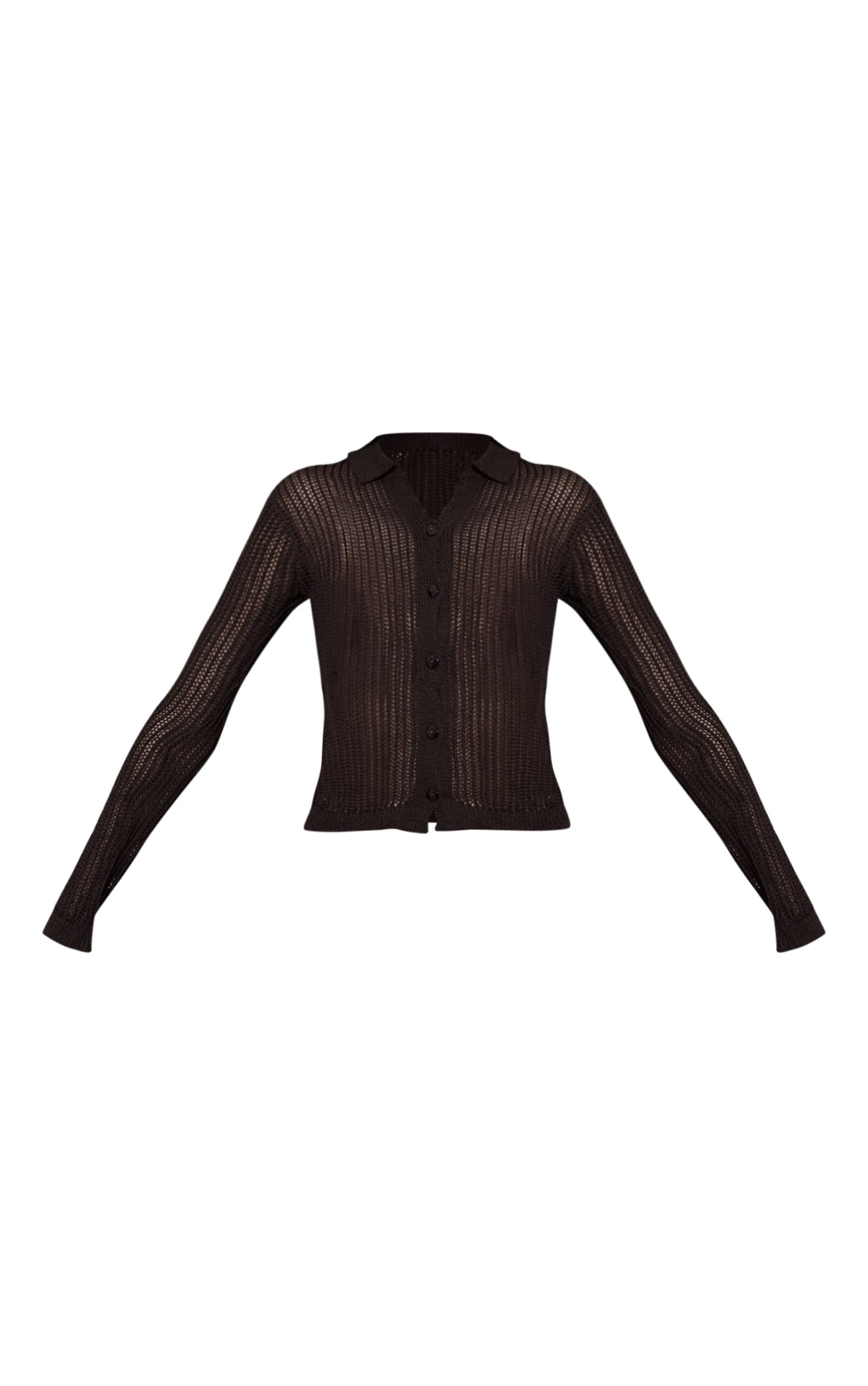 Prettylittlething Chocolate Brown Filagree Knit Button Up Cardigan 5 Prettylittlething Chocolate Brown Filagree Knit Button Up Cardigan - Image 5