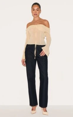 Prettylittlething Almond Bardot Chiffon Blouse -Pretty Little Thing Shop 24d05083ad2c46c38099e1b4581d9d7731473a46 CNM1679 3 almond bardot chiffon blouse