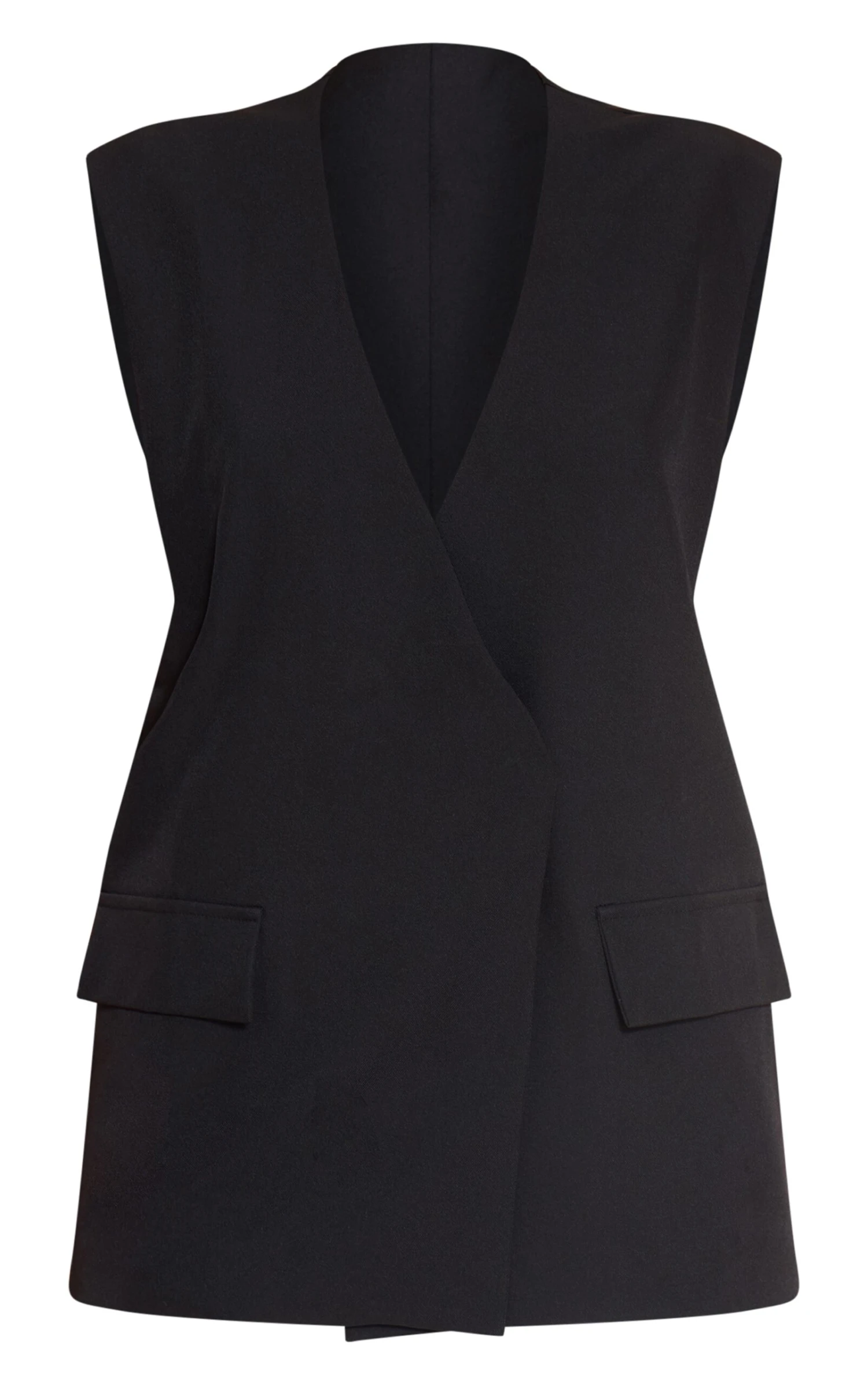 Prettylittlething Black Oversized Boxy Longline Vest 5 Prettylittlething Black Oversized Boxy Longline Vest - Image 5