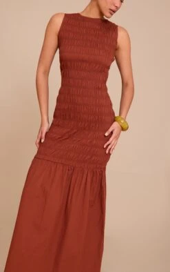 Prettylittlething Chestnut Shirred Detail Drop Waist Maxi Dress 8 Prettylittlething Chestnut Shirred Detail Drop Waist Maxi Dress -Pretty Little Thing Shop 25299ba7638061c3b0f34459a89a801e6147af2e CNM3564 4 chestnut shirred detail drop waist maxi dress