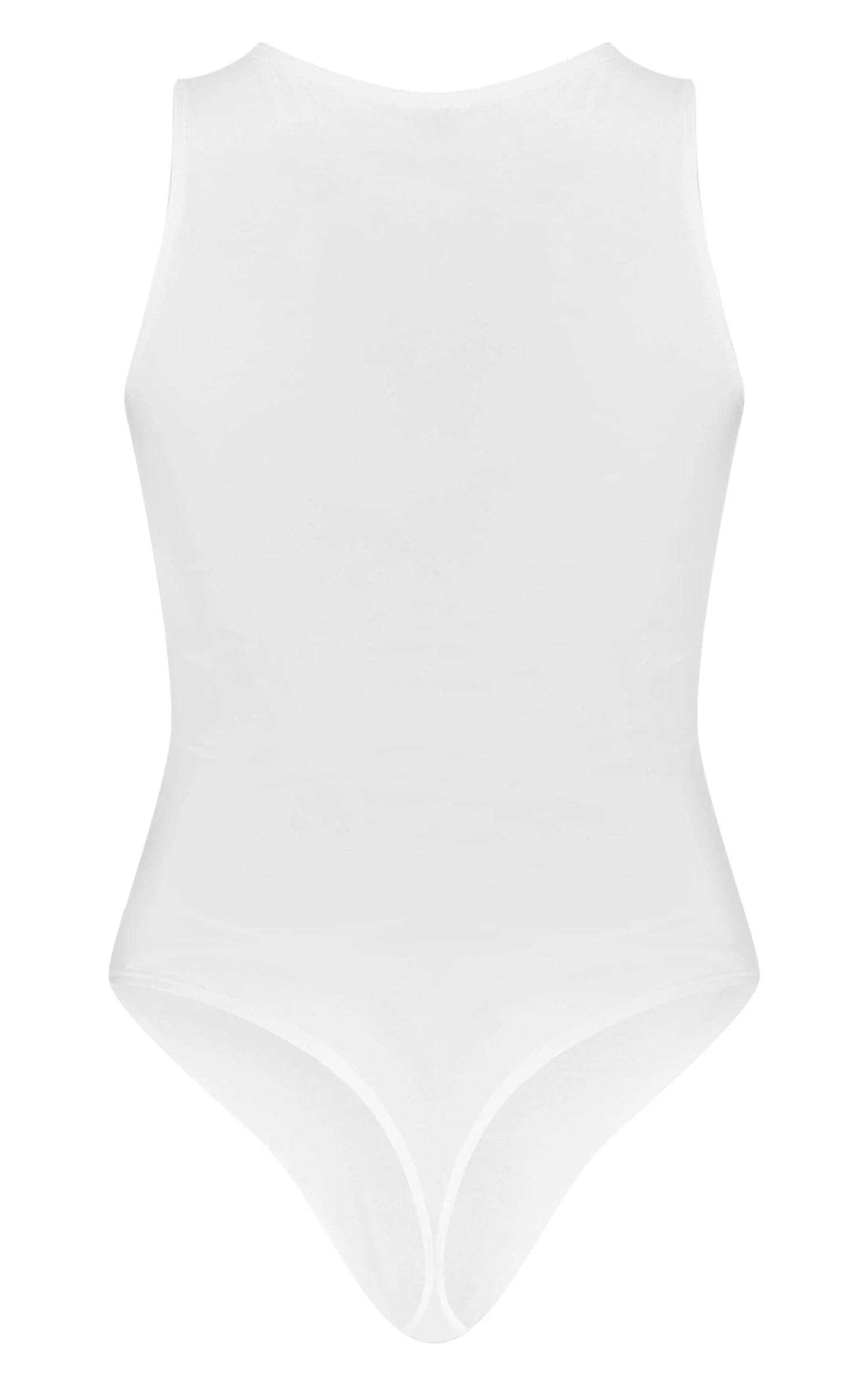 Prettylittlething White Basic Slinky Racer Bodysuit 6 Prettylittlething White Basic Slinky Racer Bodysuit - Image 6