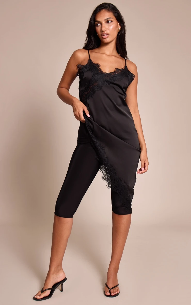 Prettylittlething Black Double Layer Slinky Capri's 1 Prettylittlething Black Double Layer Slinky Capri's