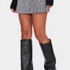 Prettylittlething Black Gingham Double Buckle Pleated Mini Skirt